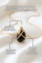 Black Onyx Natural Stone Necklace Gold Color Oval Design Necklace