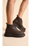 Skin High Sole Lace-Up Women's Short Bitter Brown Boots Bootie - 3
