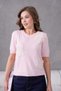 Women's Floral Appliqué Crew Neck Short Sleeve Knitwear Blouse - 2