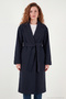 Tied Double-Breasted Collared Long Coat Women's Coat 6810428 - 5
