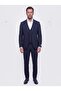 Navy Blue Pointed Collar 6 Drop Regular Fit Men's Suit with Vest