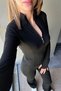 Combo Black Women's Long Sleeve Zippered Basic Slim Fit Flared Leg Yoga Pilates Fitness Gym Daily Use 2-Piece Bottom Top Sports Set - 4