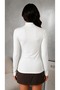 Women's Ecru Half Fisherman Long Sleeve Blouse - 7