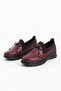 Wave bow stretch genuine leather orthopedic women's shoes - burgundy leather - 3
