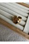 Gold Steel Anti-Tarnish Thick Self-Patterned Stone Ring - 3