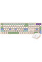 WK895 Wireless Keyboard & Mouse Combo,110 Keys,Multimedia Function Keys,Bluetooth & 2.4GHz,Beige - 2