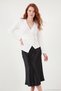 Cotton Buckle Detailed V-Neck Blouse Women's Blouse 5867076 - 5