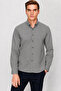 Men's gray dynamic fit button-down collar 100% cotton long sleeve shirt