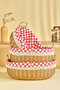 Rattan Look Oval 3-Piece Multi-Purpose Organizer Basket Set with Handles and Plaid Fabric - 3