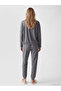Özmarka New Season Gray Crew Neck Printed Women's Pajama Set - 4