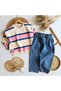 Girls' and Boys' Cotton 3-Ply Sweatshirt Checked Jeans Pants Top and Bottom Set 3-10 Years - 2