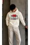 Men's Street Style No Pressure Checkered Detailed Typography Graphic Printed Hooded Men's Sweatshirt