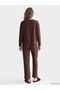 Vizyon New Season Brown Crew Neck Polka Dot Women's Pajama Set - 5