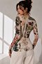 Patterned Transparent Tulle Long Sleeve Blouse Fk3535 - 3