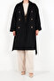 Double-Breasted Collar Buttoned Belted Cashmere Coat Women's Cashmere Coat 611Kbn48 - 5