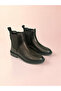 Women's Black Genuine Leather Elastic Chelsea Boots - 8