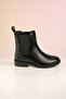 Women's Black Genuine Leather Elastic Chelsea Boots - 4