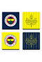 Yellow Navy Blue Palamut Wooden Coasters (Set of 4) - Licensed Original
