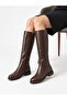 Women's Zippered Brown Riding Boots - 3