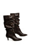 Women's Brown Leather Bellows Pino Heel Above the Knee Boots Un001-0904 - 6