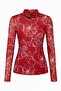 Patterned Transparent Tulle Long Sleeve Blouse Fk3535