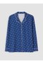 Peak New Season Navy Blue Shirt Collar Printed Women's Pajama Set - 6