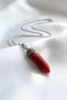 Coral Natural Stone Pendant Metal Work Design Necklace - 2
