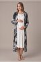 Women's Ecru Lace Long Sleeve Patterned Maternity Nightgown Set with Easy Breastfeeding Dressing Gown - 4
