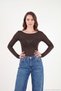 Kayık Yaka Transparent Knitwear Blouse Women's Bluz 5866879 - 2