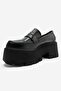 Santia Black Matte Patent Leather Women's Thick-Soled Loafer Shoes - 8