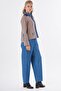 Denim Garnished Cotton Blouse Brown - 5