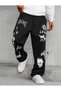 New Season Unisex Oversize Street Fashion Mixed Motif Sweatpants - 4