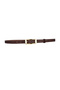 100% Genuine Leather, 2 cm Dark Brown Knitted Patterned Women's Belt with Gold Color Buckle; Dress, Trouser Belt - 2
