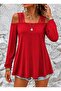 Women's Long Sleeve Viscose Blouse with Open Stripe Detail on the Shoulders - 2
