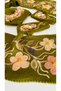 Women's Hand Knitted Floral Embroidered Beanie Shawl Fingerless Gloves Set of 3 – Olive Green - 4