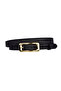 100% Genuine Leather, 2 cm Black Knitted Patterned Women's Belt with Gold Color Buckle; Dress, Trouser Belt Dk. - 2