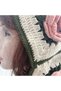 Women's Hand Knitted Rose Motif Hooded Scarf Granny Square Winter Neck Warmer - 4