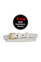 100% Genuine Leather, 2 cm White Knitted Patterned Women's Belt with Gold Color Buckle; Dress, Trouser Belt Dk.