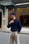 Arco Premium Textured Knitwear Buttoned Polo Collar Long Sleeve Navy Blue Men's Sweater - 8