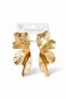 Women's Stainless Steel Lotus Leaf Earrings - Large Textured Floral Motif Jewelry (Shipped with Box) - 2