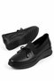 Wave bow stretch genuine leather orthopedic women's shoes black skin - 4