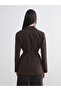 Alita City Lcw Vision Brown Crepe Plain Standard & Regular Women's Blazer Jacket with a Difference - 4