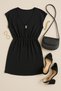 Women's Black Side Slit Buckled V-Neck Mini Beach Dress H110431 - 3