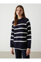 Nevavm Women's Striped Collar Knit Sweater with a Difference