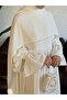 Adriana Crepe Robe Dress with Single Layered Sleeves and Pearls - 2