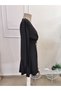Women's long sleeve double breasted collar chain detailed short janjan crepe dress - 7