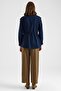 Zipper Closure, Elastic Waist and Belt Detail Denim Jacket Dark Blue 8257 - 8