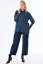 Striped Detailed Washable Tunic Navy Blue - 2
