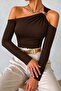 Asymmetrical Shoulder Detail Long Sleeve Blouse Jt9687 - 3