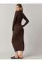Rochie midi, maro - L - 2